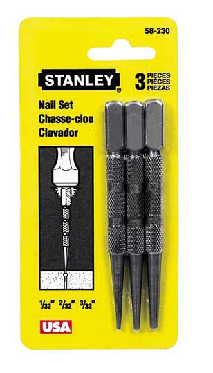 NAIL PUNCH SET - 3 PIECE ( 0.8 1.6 2.4 MM) - STANLEY 